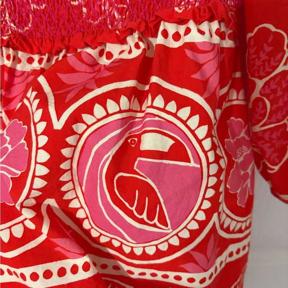 FARM Rio Vibrant Red Pink and White Dress - Picture 5 of 6